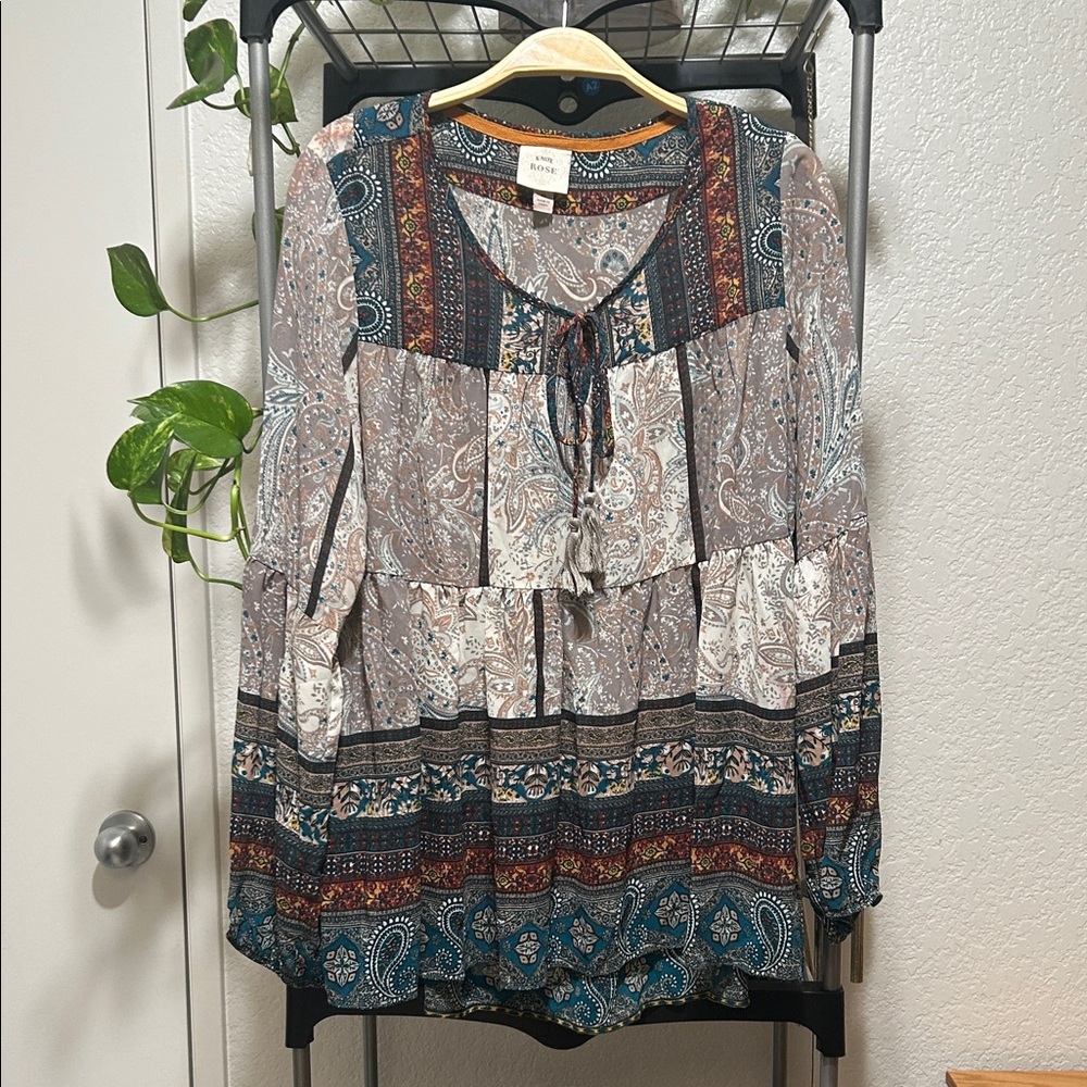 NWOT Cottagecore Knox Rose Multicolor Paisley Flowy Blouse
